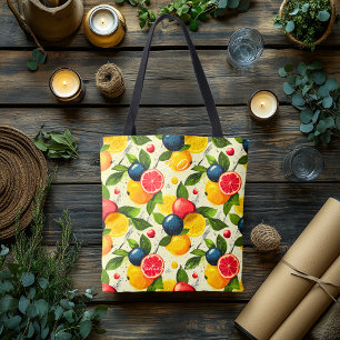 Vibrant Citrus and Berry & Personalised Initials Tote Bag