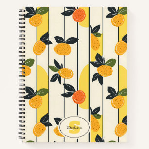 Vibrant Citrus Fruit Pattern with Green Leaves (2) Notebook