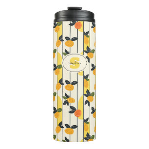 Vibrant Citrus Fruit Pattern with Green Leaves (2) Thermal Tumbler