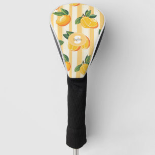 Vibrant Citrus Fruit Pattern with Green Leaves (3) Golf Head Cover