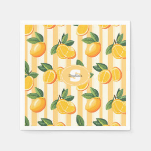 Vibrant Citrus Fruit Pattern with Green Leaves (3) Napkin