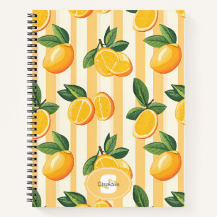 Vibrant Citrus Fruit Pattern with Green Leaves (3) Notebook