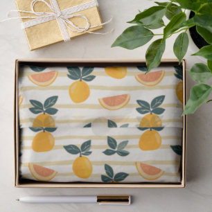 Vibrant Citrus Fruit Pattern with Green Leaves (4) Tissue Paper