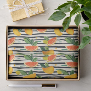 Vibrant Citrus Fruit Pattern with Green Leaves (6) Tissue Paper