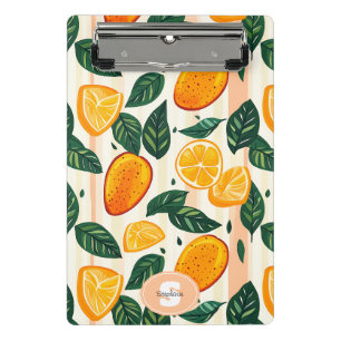 Vibrant Citrus Fruit Pattern with Green Leaves Mini Clipboard