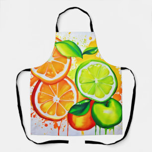 Vibrant Citrus Fruit Splash Art Apron