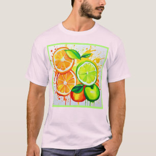 Vibrant Citrus Fruit Splash Art T-Shirt
