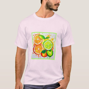 Vibrant Citrus Fruit Splash Art T-Shirt