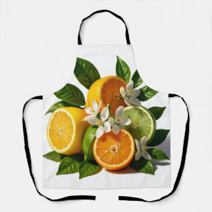 Vibrant Citrus Fruits Blossoms Realistic Apron