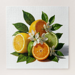 Vibrant Citrus Fruits Blossoms Realistic Jigsaw Puzzle
