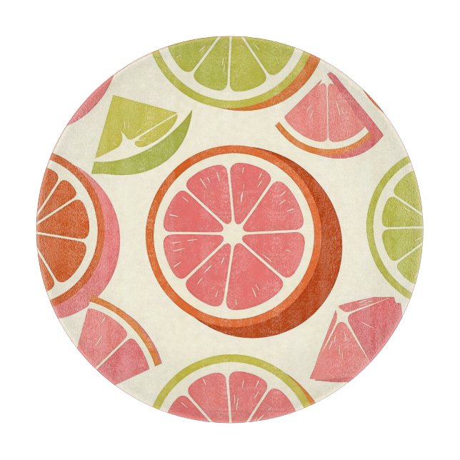 Vibrant Citrus Grapefruit Orange Lime Slices  Cutting Board (Front)