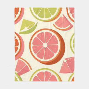 Vibrant Citrus Grapefruit Orange Lime Slices Fleece Blanket