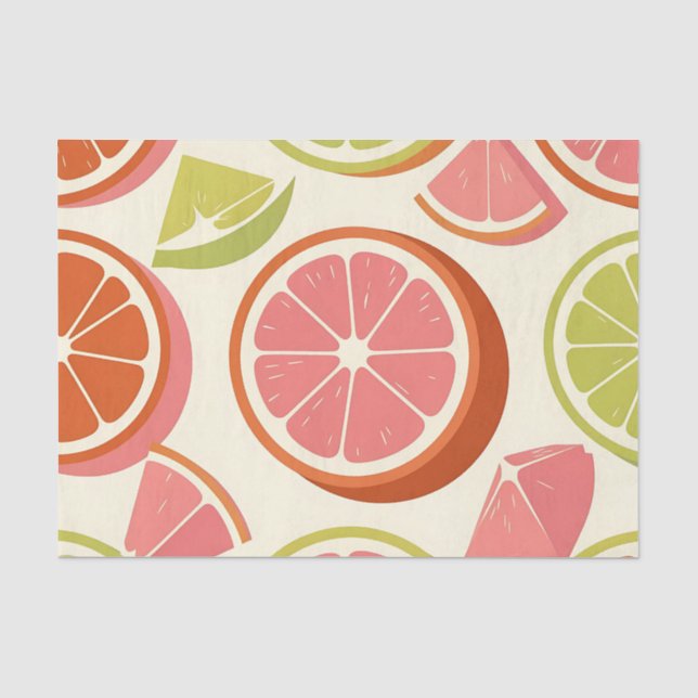 Vibrant Citrus Grapefruit Orange Lime Slices  Tissue Paper (Front)