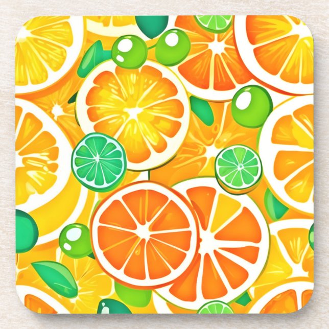 Vibrant Citrus Medley - Fresh & Juicy Slices Coaster (Front)