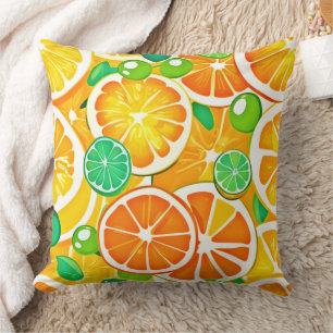 Vibrant Citrus Medley - Fresh & Juicy Slices Cushion