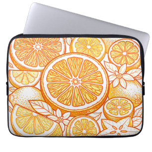 Vibrant Citrus Orange Slice Pattern Laptop Sleeve
