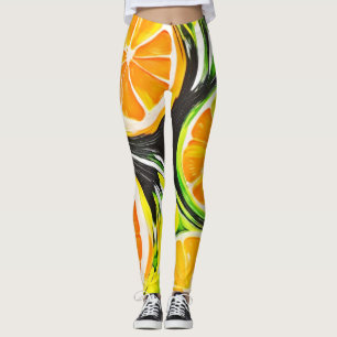 Vibrant Citrus Painting Leggings