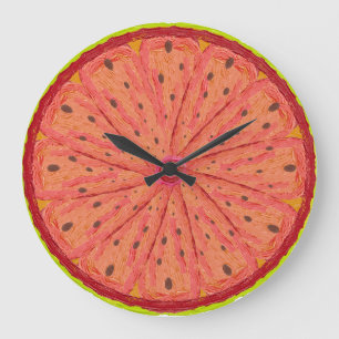 Vibrant Citrus Slice Painted Fruit Modern Large Clock