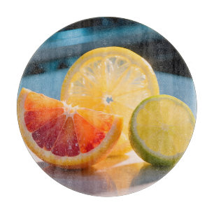 Vibrant Citrus Slices Grapefruit Lemon Lime Fresh  Cutting Board