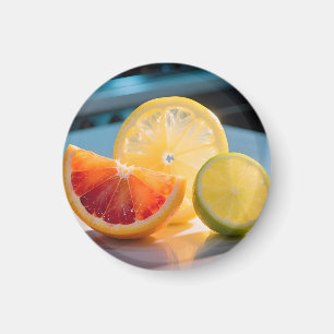Vibrant Citrus Slices Grapefruit Lemon Lime Fresh Magnet
