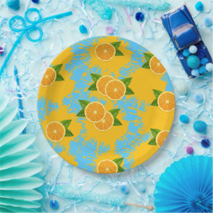 Vibrant Citrus Splatter Paper Plates