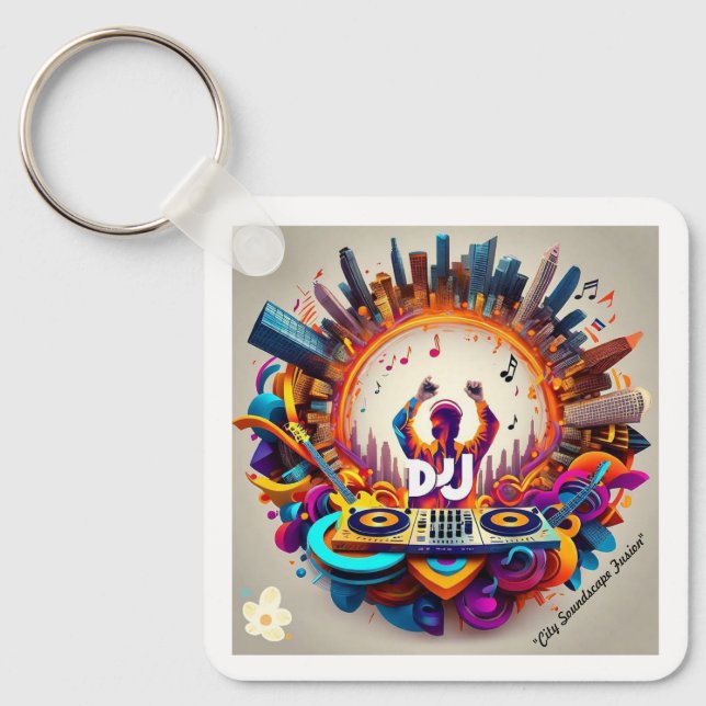 "Vibrant City Notes" Key Ring (Front)