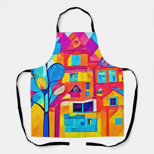 Vibrant Cityscape Dreamscape Art Apron
