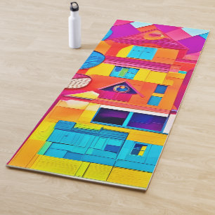 Vibrant Cityscape Dreamscape Art Yoga Mat