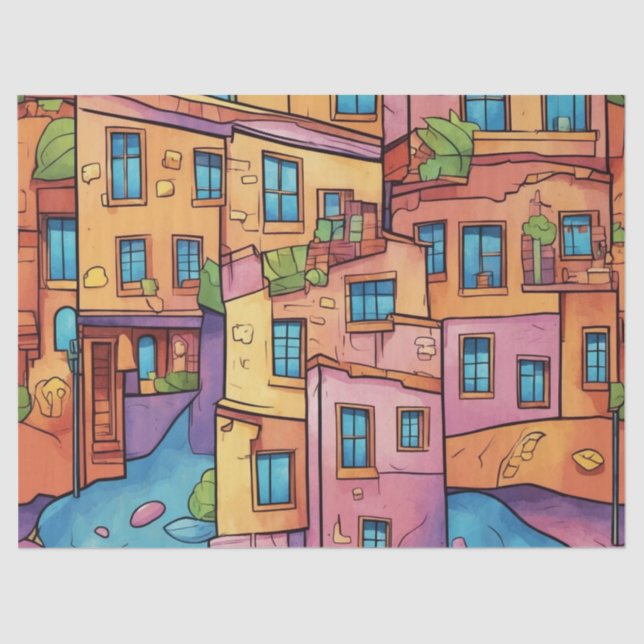Vibrant Cityscape Impressions V2 Tissue Paper (Front)