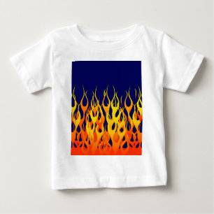 Vibrant Classic Racing Flames on Navy Blue Baby T-Shirt