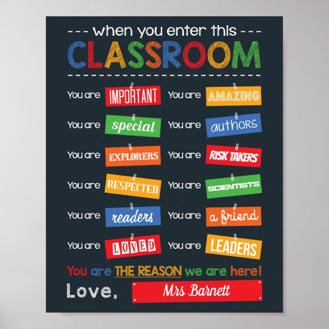 Vibrant Classroom Decor End of Year Teacher Gift (Front)