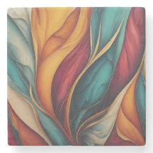 Vibrant coasters. A splash of colour on table.