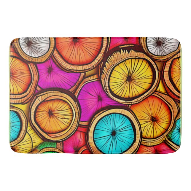 Vibrant Coconut Slice Abstract Design Bath Mat (Front)
