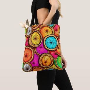 Vibrant Coconut Slice Abstract Design Tote Bag