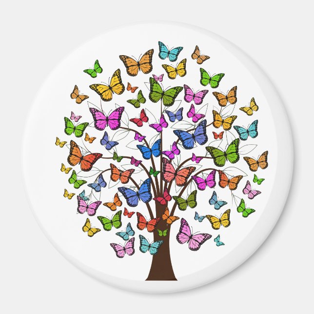 Vibrant color butterfly tree magnet (Front)