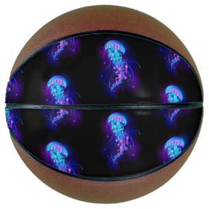 Vibrant Color Glowing Jellyfish Basketball