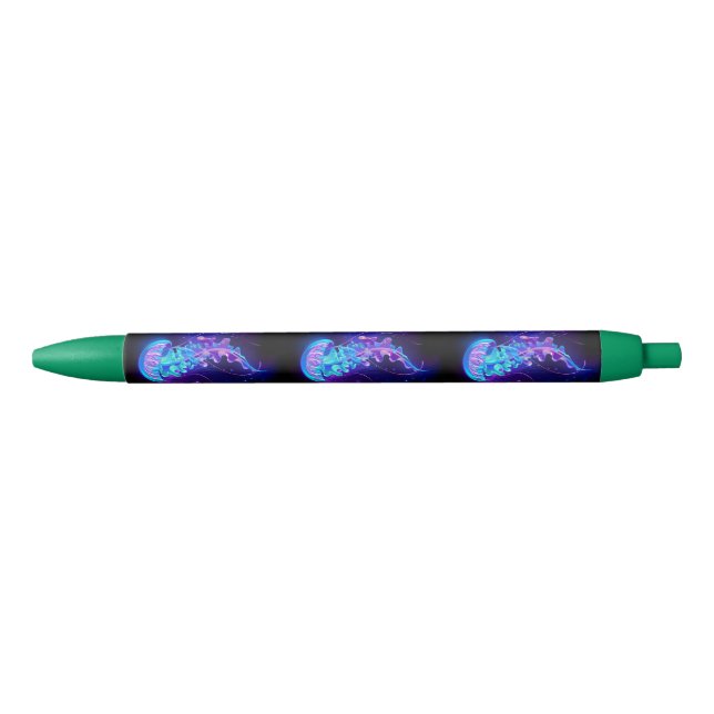Vibrant Color Glowing Jellyfish Black Ink Pen (Front)