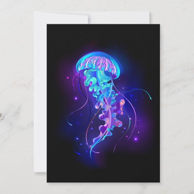 Vibrant Color Glowing Jellyfish Card (Front)
