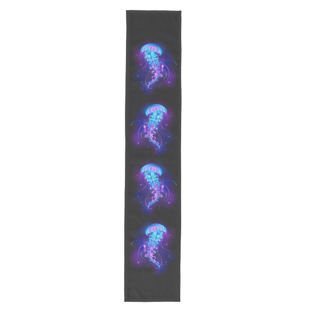Vibrant Color Glowing Jellyfish Medium Table Runner (Front)