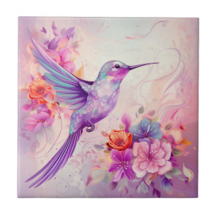 Vibrant Color Hummingbird Tile