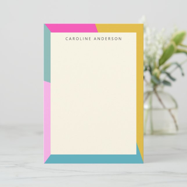 Vibrant Colorblock Modern Border Personalised Card (Standing Front)