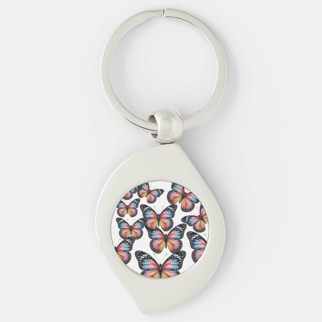 Vibrant Colorful Butterfly Illustration” Key Ring (Front)