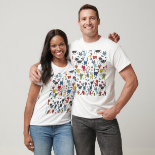 Vibrant Colorful Cats Hand Draw Kitten T-Shirt