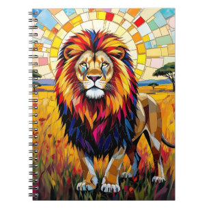 Vibrant Colorful Lion Mosaic Notebook