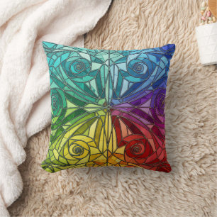 Vibrant Colorful Mosaic Pillow – Geometric Pattern