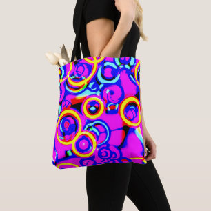 Vibrant Colorful Neon Pattern Tote Bag