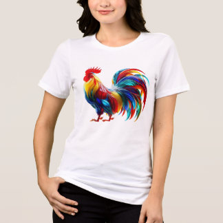 Vibrant Colorful Rooster Art Tri-Blend Shirt