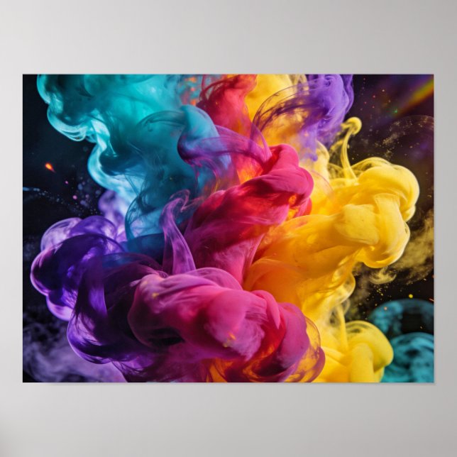 Vibrant colorful smoke swirling in dynamic abstrac poster (Front)