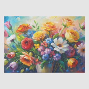 Vibrant Colorful Spring Flowers Decoupage Tissue Paper