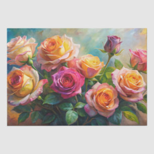 Vibrant Colorful Spring Roses Decoupage Tissue Paper
